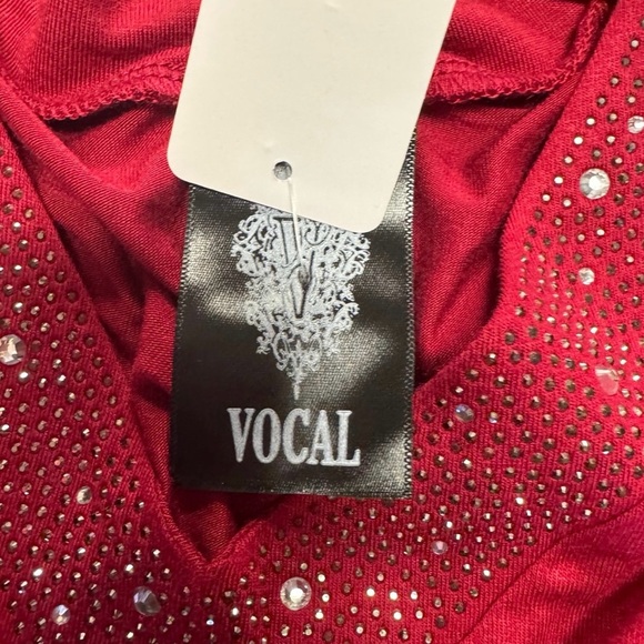 Vocal Red Blouse with Studded Neckline long sleeve shirt,lightweight comfortable - Picture 4 of 7